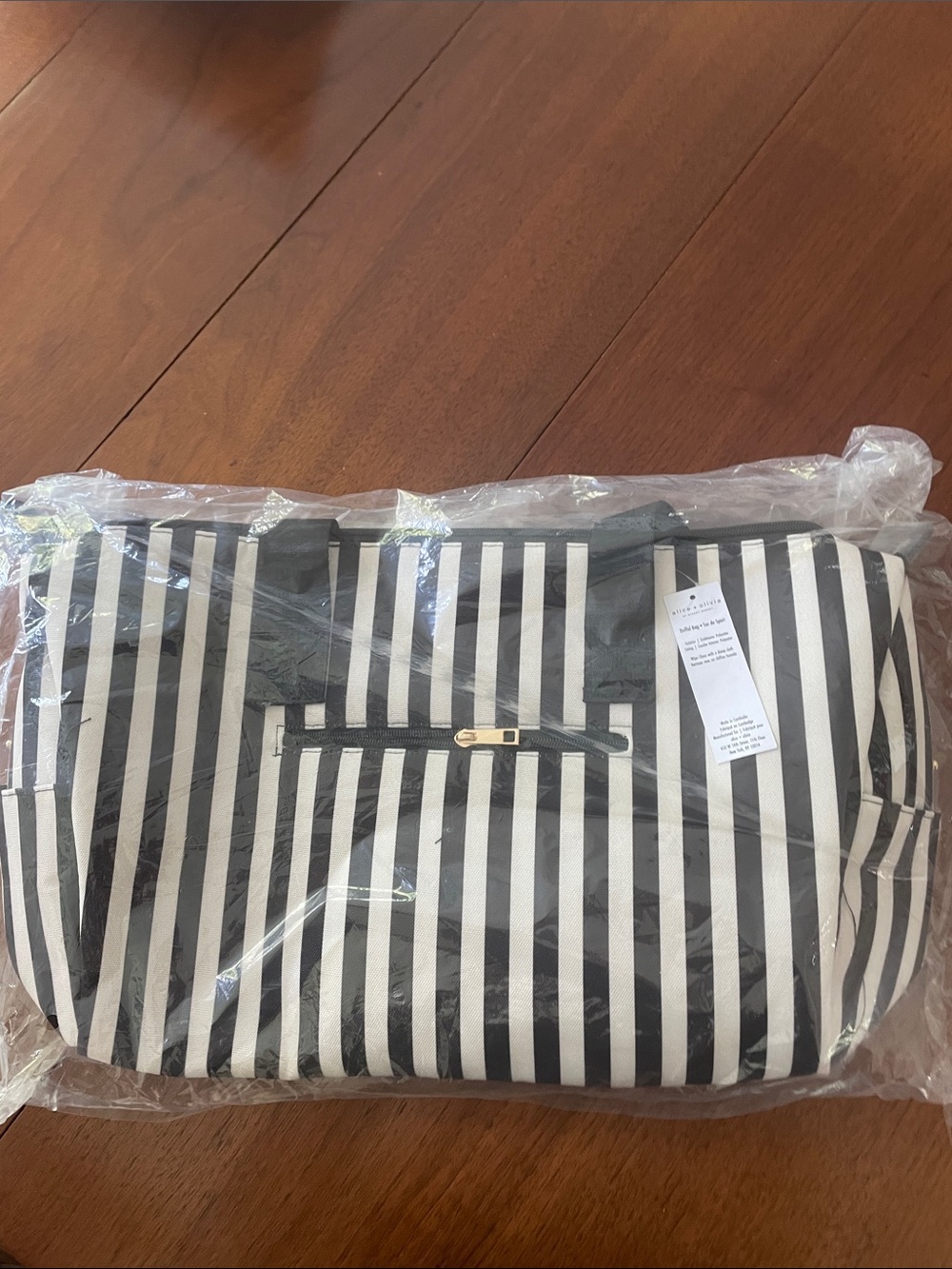 Alice + Olivia Striped Black and White Tote Bag - Stylish Women’s Shoulder Bag